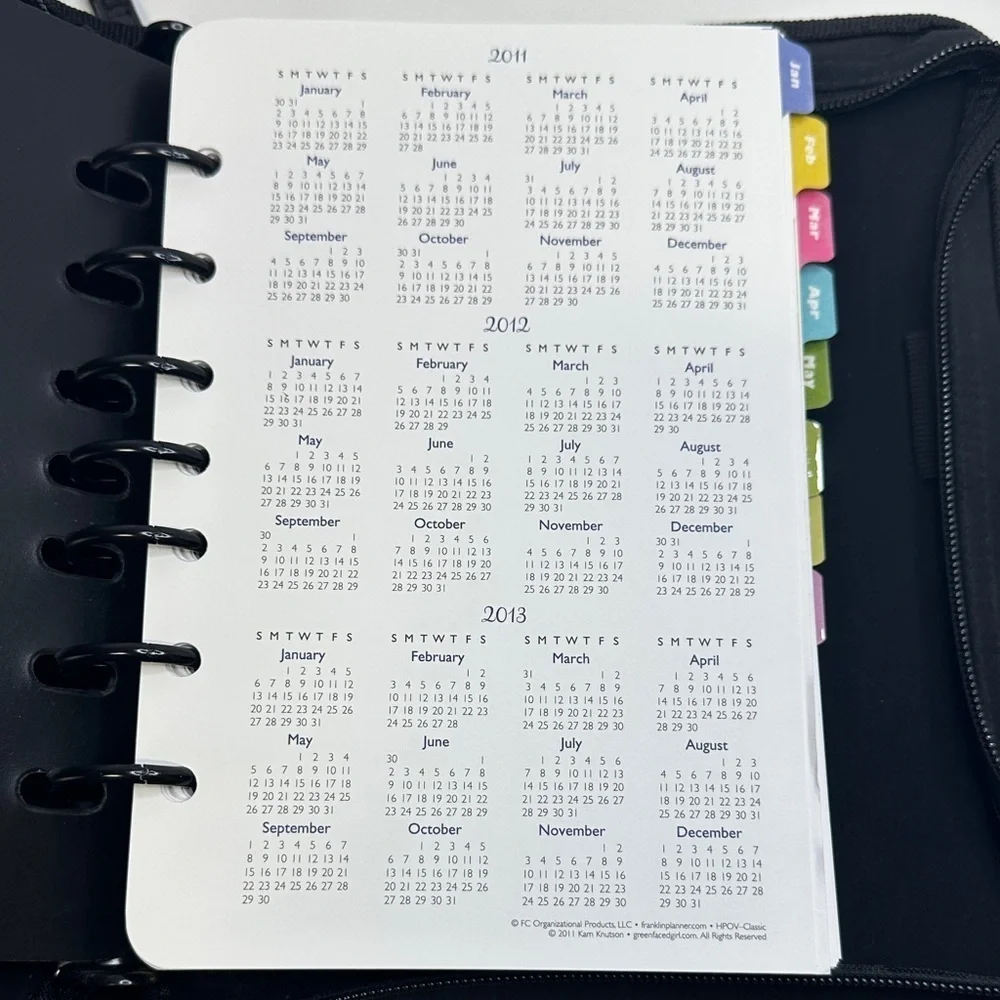 Franklin Covey Classic 7 Ring Bound Binder Planner Zipper Closure